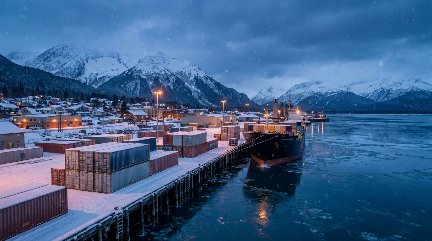 Alaska port with shipping containers
